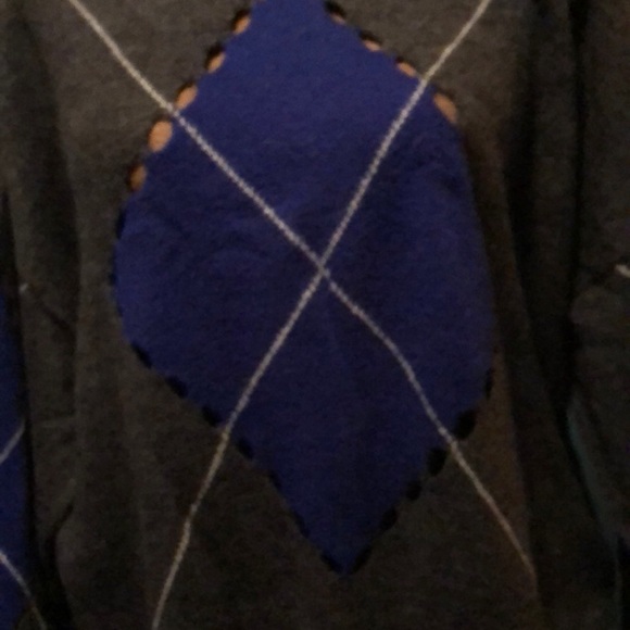Zara Argyle Pattern Frayed Sweater - Picture 4 of 6